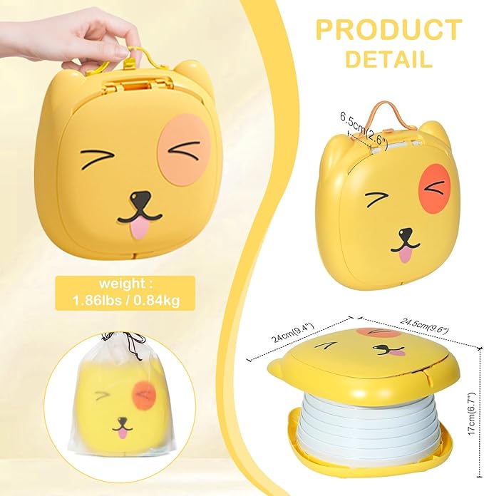 2025 Upgraded Portable Potty Training, Travel Potty for Toddler, portable toilet for kids Foldable, Apply to Seat Emergency Toilet for Camping, Outdoor,Car, Indoor (Yellow)-CubbioJoy