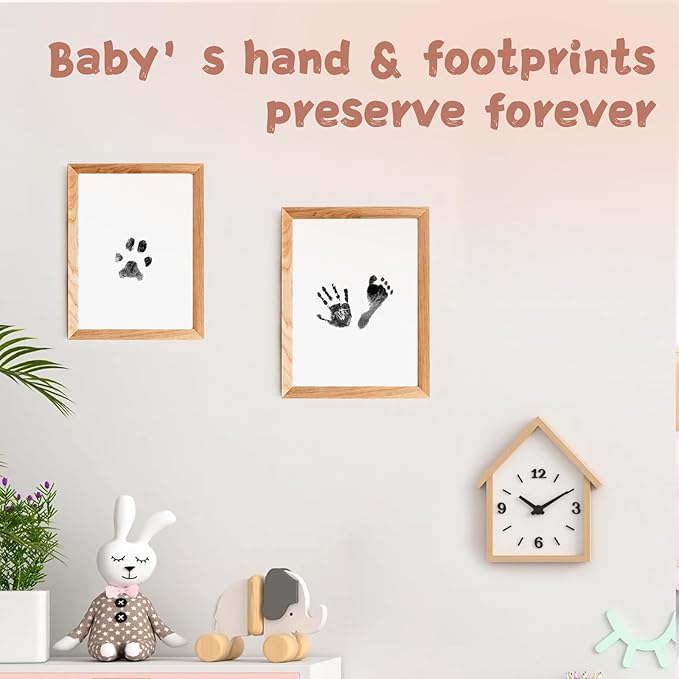 Inkless Baby Hand and Footprint Kit,Clean-Touch Ink Pad Kit,Safe No Mess Printing Infant Hand Foot Stamp,1 Pack Newborn Inkless Print Pads Best Keepsake or Gifts for Family-CubbioJoy