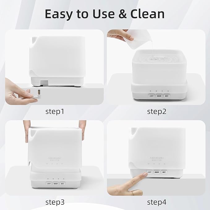 ASAKUKI Essential Oil Diffuser, Multifunctional Ultrasonic Aromatherapy Fragrant Oil Vaporizer Humidifier with Timer, Auto-Off Safety Switch, and 7 LED Light Colors, 700 ml (White)-CubbioJoy