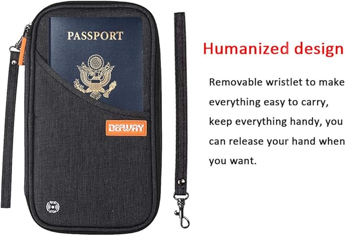 defway Passport Holder Travel Wallet - Family Passport Holder of 4, RFID Blocking Passport Wallet for Men Women, Travel Essentials for Flying, BLACK-CubbioJoy