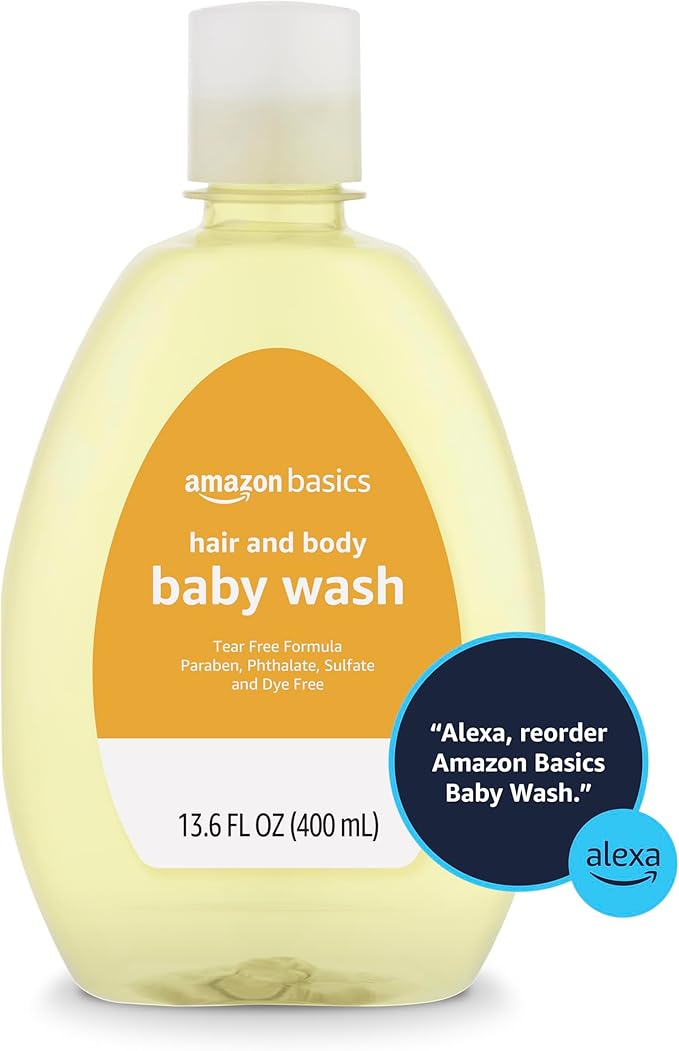 Amazon Basics Tear-Free Baby Hair and Body Wash, Lightly scented, 13.60 Fl Oz (Pack of 4)-CubbioJoy