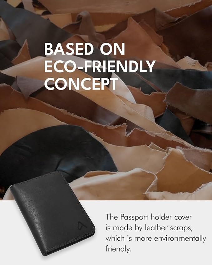 ALLIVE Passport Holder for Travel, Genuine Leather Passport Holder Women Men,Passport Cover Wallet,Travel Must Haves Airport Essentials Travel Gifts Black-CubbioJoy