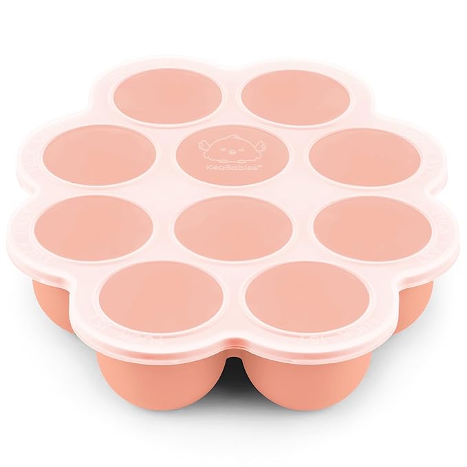 KeaBabies Silicone Food Freezer Trays with Lid, 2oz x 10 Pods Baby Food Storage Containers, Easy Puree Meal Prep, Breast Milk Silicone Freezer Molds, Dishwasher,Microwave Safe,BPA-Free(Roseate)-CubbioJoy