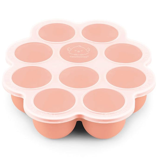 KeaBabies Silicone Food Freezer Trays with Lid, 2oz x 10 Pods Baby Food Storage Containers, Easy Puree Meal Prep, Breast Milk Silicone Freezer Molds, Dishwasher,Microwave Safe,BPA-Free(Roseate)-CubbioJoy