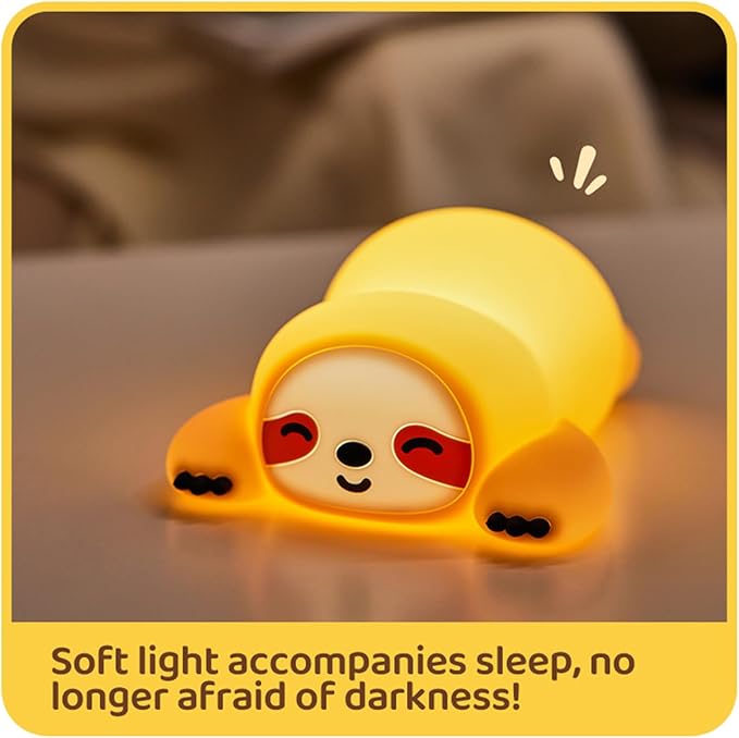 DREAMING MY DREAM Night Light for Kids,Squishy Sloth Night Light,LED Novelty Animal Nightlight,3 Levels Dimmable,30Min Timer Nursery Lamp for Kids, Bedroom Baby Boys Girls Gifts-CubbioJoy