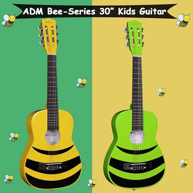 ADM Beginner Acoustic Classical Guitar Nylon Strings Wooden Guitar Bundle Kit for Kid Boy Girl Student Youth Guitarra Online Lessons with Starter Accessories (30 Inch, Geen)-CubbioJoy