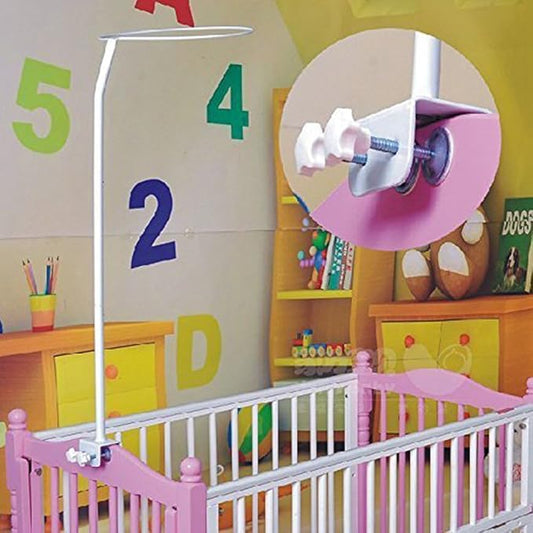 CdyBox Crib Canopy Holder Universal Metal Adjustable Clip-On Stand Bracket for Crib Cot Bed Mosquito Net(White, Stand only)-CubbioJoy