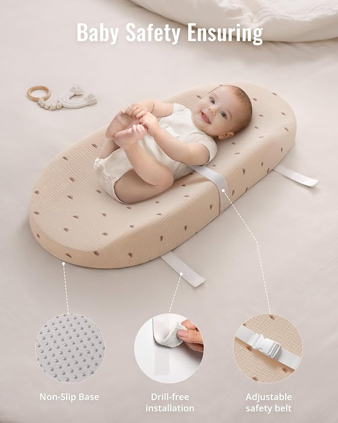 Blissful Diary Muslin Baby Changing Pad with Waterproof Lining Foam, Diaper Changing Table Pad with Cover for Dressers (Sunshine, Avocado)-CubbioJoy