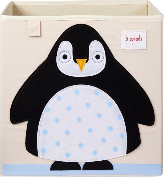 3 Sprouts Toy Storage Organizer: Toy Box Cube Organizer for Playroom, Nursery - Foldable Storage Bin - Penguin-CubbioJoy