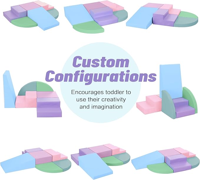 6-Piece Foam Climbing Blocks for Toddlers: Colorful Climbing Gym PU Leather Baby Foam Building Blocks Indoor Toy-CubbioJoy