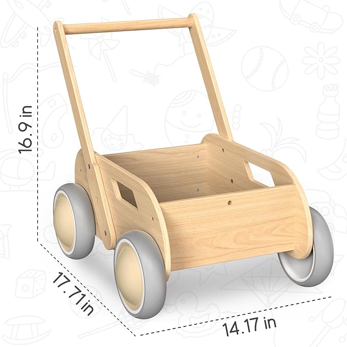 2025 HOMEKOL Wooden Baby Walker, Baby Walker, Adjustable Speed for Boys and Girls, Baby Activity Center, Birthday, Christmas and New Year's Gift, Log Color-CubbioJoy