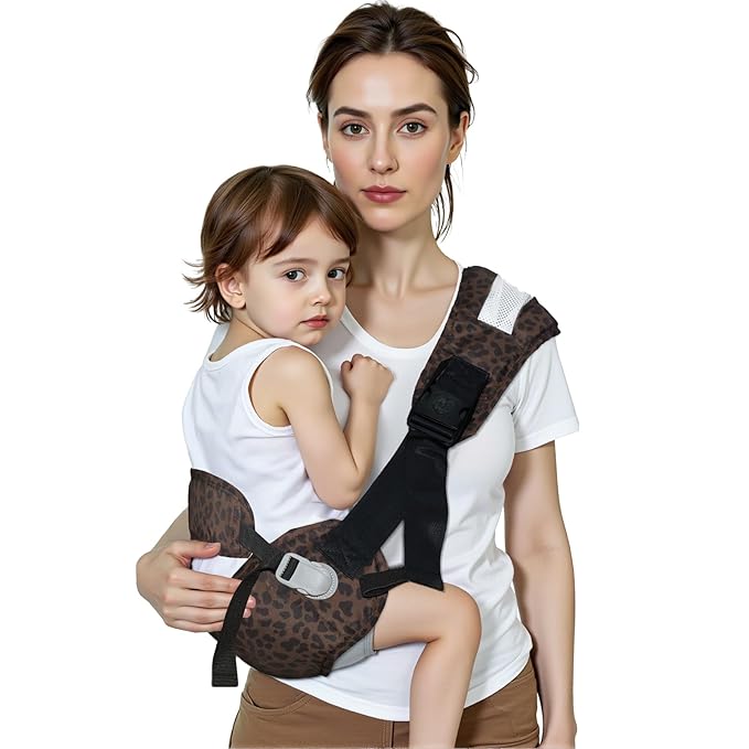Baby Carrier Newborn to Toddler-Adjustable Baby Sling Carrier,Toddler Carrier for 25-60lbs,Comfortable Baby Sling for Hands-Free Carrying (Dark Brown Leopard Print)-CubbioJoy