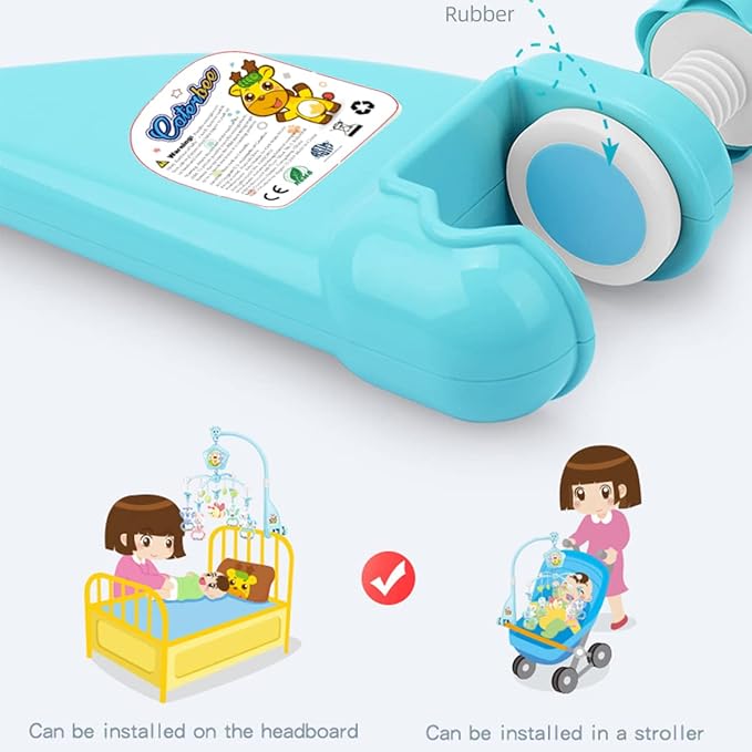 Baby Mobile for Crib with Musicial and Lights, Remote, lamp, Projector for Pack and Play, for Ages 0+ Months (Blue-Forest)-CubbioJoy