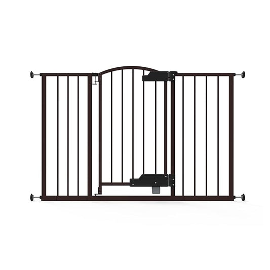 Ingenuity Easy Open Baby Gate & Dog Gate, Hands-Free Open Patent-Pending Foot Pedal, 27.5"-52" Wide, 28" Tall, Hardware or Pressure Mounted, Install in Doorway, Bottom of Stairs, or Wall - Espresso-CubbioJoy