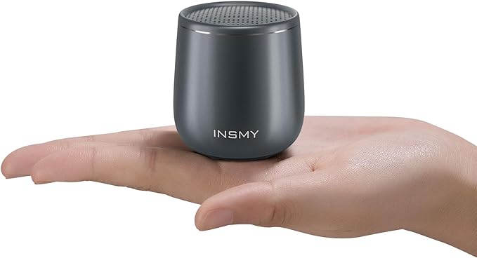 INSMY Small Bluetooth Speaker, Waterproof Mini Portable Wireless Speaker, Punchy Bass Rich Audio Stereo Pairing, Handheld Pocket Size Built in Mic for Hiking Biking Gift Laptop Tablet (Gray)-CubbioJoy