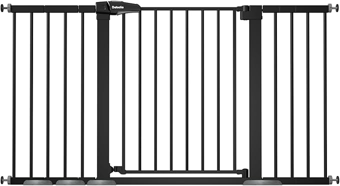BABELIO 36-57" Extra Wide Baby/Dog Gate, Auto Close for The House, Stairs and Doorways, Pressure Mounted for Pet with Large Walk Thru Door, No Need Tools and Drilling, Black-CubbioJoy