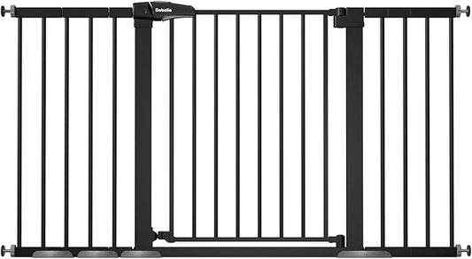BABELIO 36-57" Extra Wide Baby/Dog Gate, Auto Close for The House, Stairs and Doorways, Pressure Mounted for Pet with Large Walk Thru Door, No Need Tools and Drilling, Black-CubbioJoy