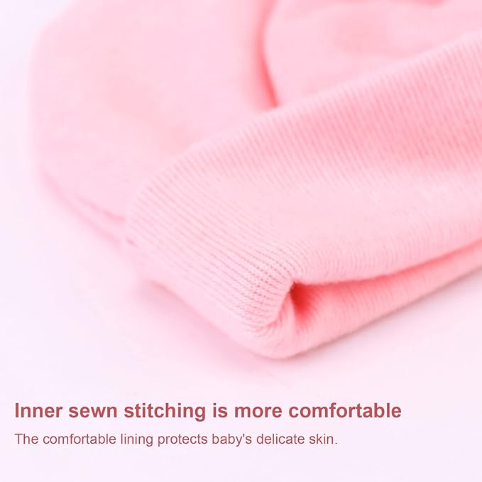 BQUBO Newborn Baby Hats Mittens Set Hospital Hat Beanie Infant Bow Hats Baby Gloves No Scratch Mittens for 0-6 Months-CubbioJoy