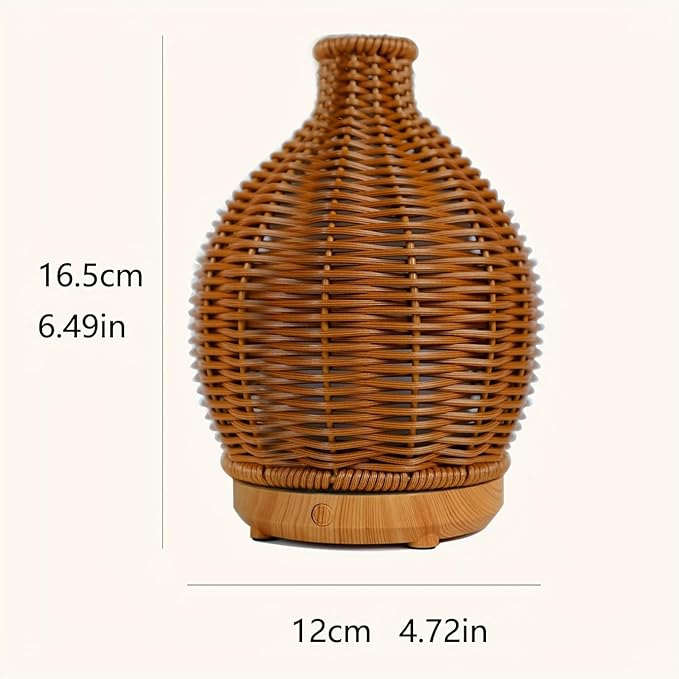 Aromatherapy Essential Oil Diffuser Rattan Woven Aroma Diffuser with Warm Light 80ML Cool Mist Humidifier Waterless Auto Shut-off for Home,Baby Bedroom,Office-CubbioJoy