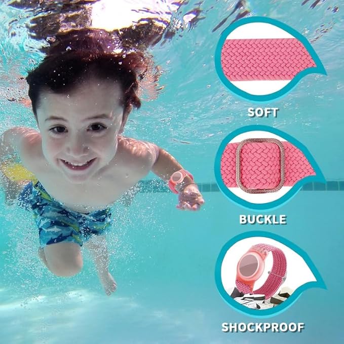 2 Pack Kids Bracelet Compatible with AirTag, GPS Kid Tracker Holder Braided Wristband for Apple Air Tag, 2022 Upgraded Nylon Adjustable Anti Lost Airtag Watch Band for Kids Children Elders-CubbioJoy