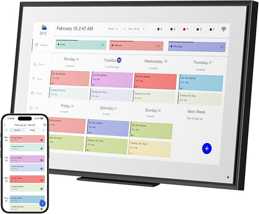 15.6 inch Wall Planner Digital Calendar Electronic Calendar Chore Chart,2025 Smart Touchscreen Full HD Interactive Display for Family Schedules,Wall/Desk Mountable for Seamless Scheduling/Organizing-CubbioJoy