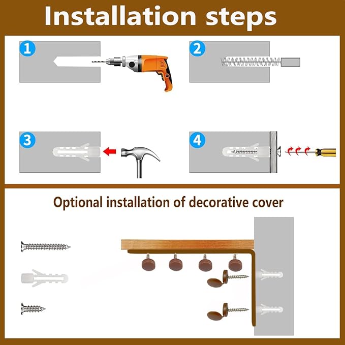 Anti Tip Furniture Anchors for Baby Pet Proofing,Furniture Wall Anchor Furniture Dresser Bookshelf Falling Prevention Device for Children (Brown)-CubbioJoy