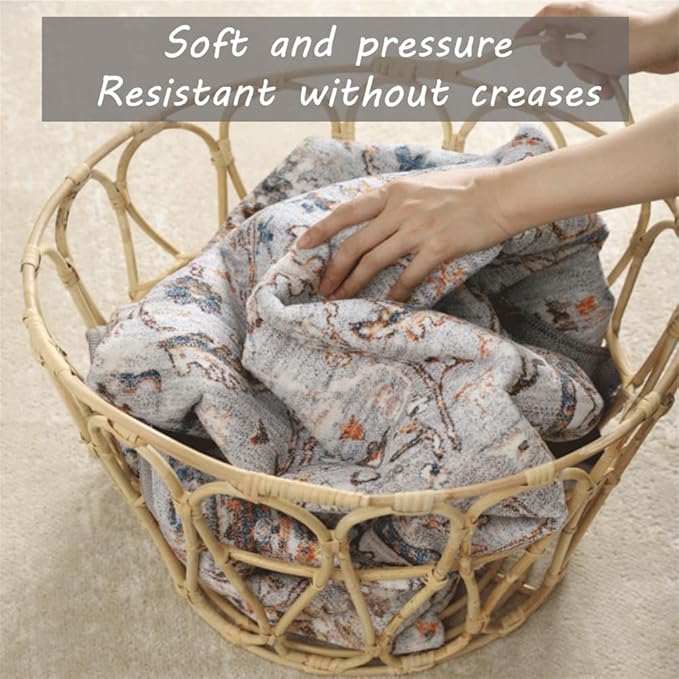 Area Rug 6x9 Washable Rug Gray Vintage Traditional Floor Cover Thin Retro Kitchen Indoor Distressed Non Slip Carpet Floral Print Mat Living Room Bedroom Dining Room-CubbioJoy