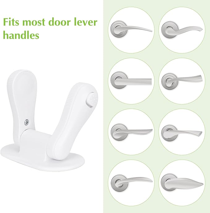 Child Proof Door Lever Lock, 3 Pack Door Locks for Kids Safety, Baby Proofing, 3M Adhesive, Door Handle Child Proof, Baby Safety Locks for Toddlers (White)-CubbioJoy