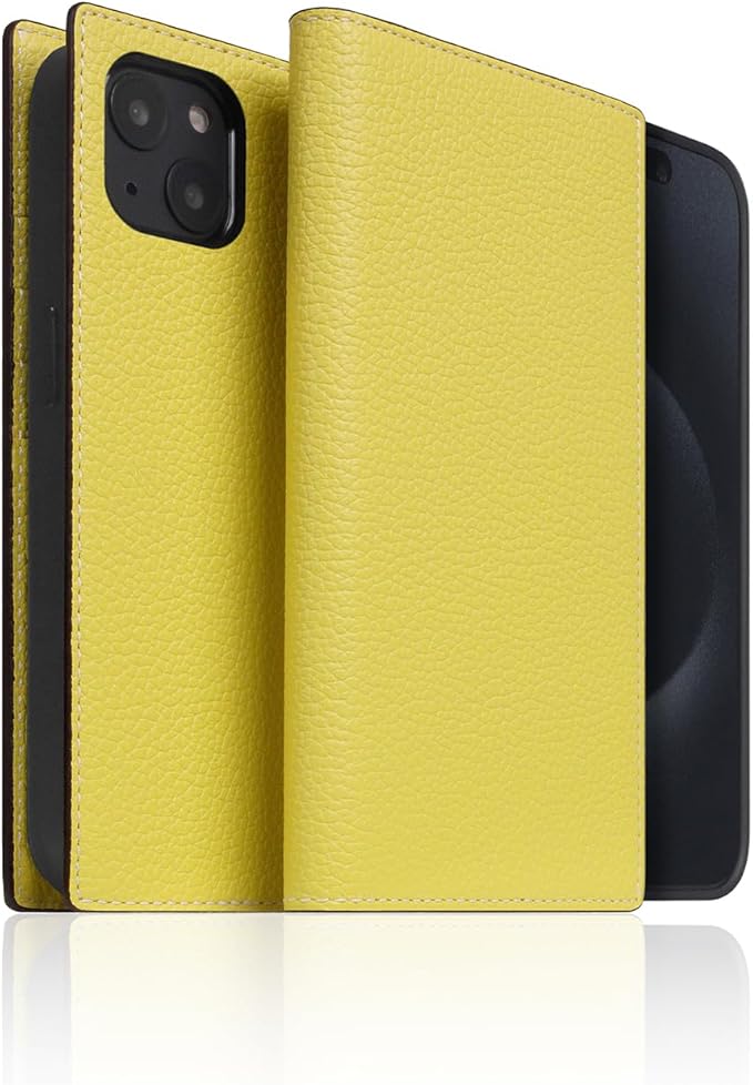 D8 Neon Full Grain Leather Wallet Case for iPhone 15 Plus - [2-in-1] Handcrafted Detachable Diary Style with Magnetic MagSafe Back Cover, Gift Box Included (Lemon)-CubbioJoy