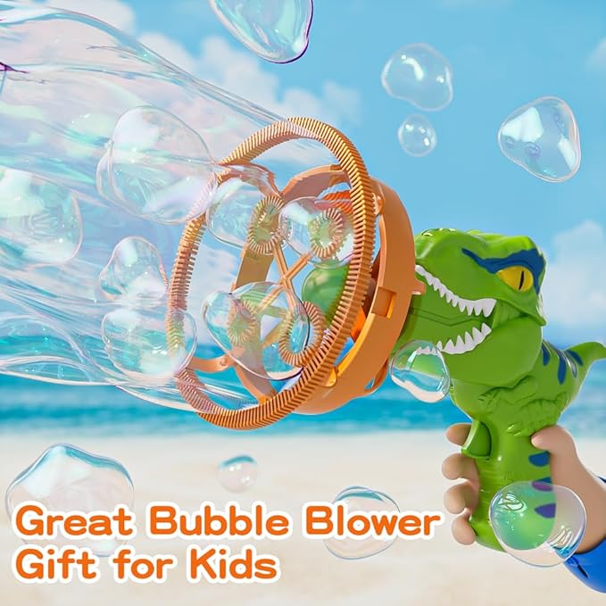 Dinosaur Bubble Blower Bubble Machine Gun for Kids and Toddlers Fun Big Bubble Wand Outdoor Toys for 3 4 5 6 7 8 Years Old Boys and Girls(Green)-CubbioJoy