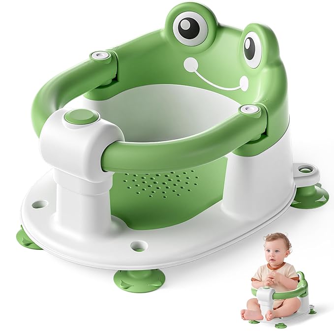 Baby Bath Seat for Babies 6 Months & up Non-Slip Toddler Bath Seats for Sitting Up Infant Bathtub Chair with Suction Cups and Soft Cushion for Baby Shower Tub Seat-CubbioJoy