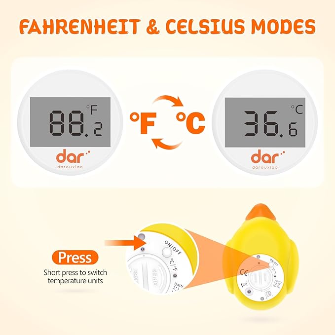 Baby Bath Thermometer, Digital Water Temperature Thermometer with 3 Color Backlit and Temperature Warning, Safety Bath Tube Thermometers Floating Toy for Infant, Toddler-CubbioJoy