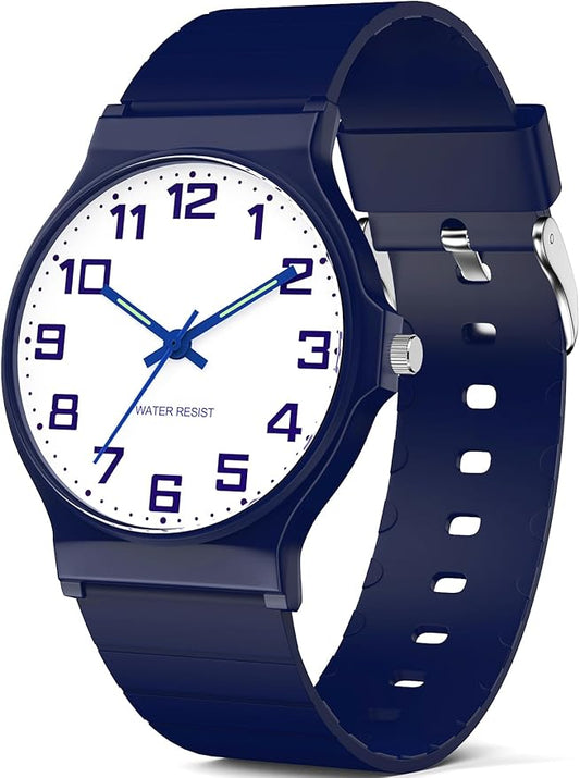 Kids Analog Watch Boys Girls, 30M Waterproof, Sports Watch for Boys, Easy to Read Children's Thin Dial Wrist Watches with Soft Band, for Ages 5-15 Kids Great Birthday Gifts Christmas Day-CubbioJoy