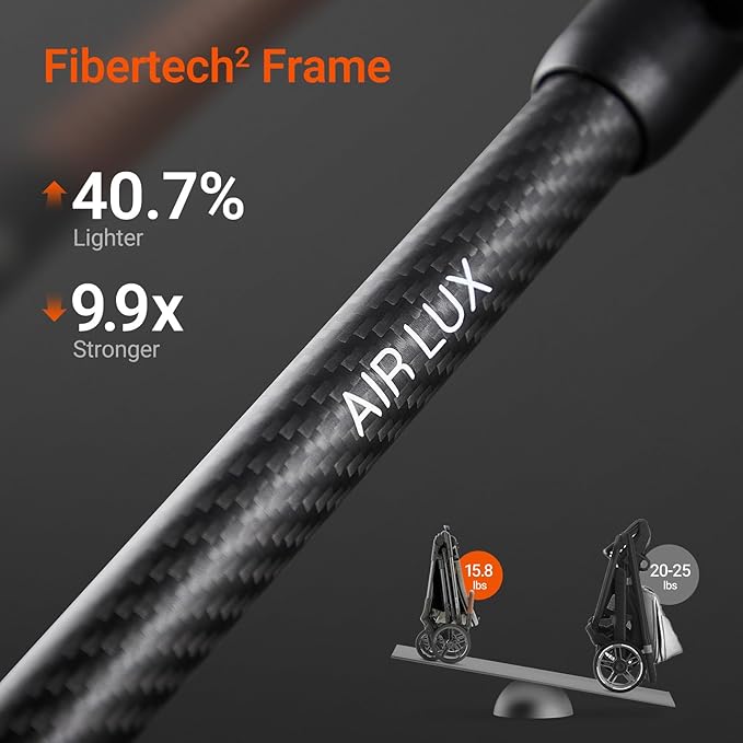 Air Lux Baby Stroller with Carbon Fiber Frame, One-Hand Fold & Reversible Seat, Magnetic 5-Pt Harness, Car Seat Adapter, 15.8lbs, Vetiver-CubbioJoy