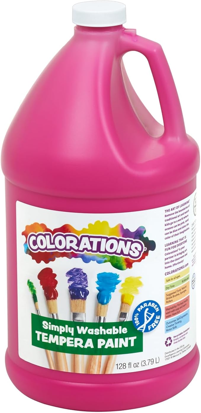 Colorations Paraben-Free Washable Tempera Paint for Kids - 1 Gallon Value Size. Vibrant Magenta, Non-Toxic and Made in The USA-CubbioJoy