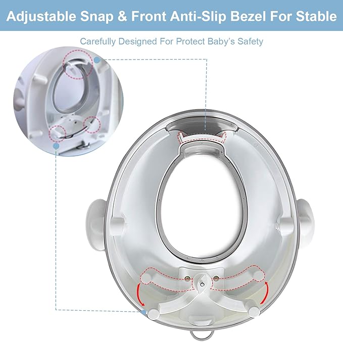 ANGELBLISS Baby Potty Training Toilet Seat with Soft Cushion Handles, Haute Collection, Double Anti-Slip Design and Splash Guard for Boys and Girls (Grey)-CubbioJoy