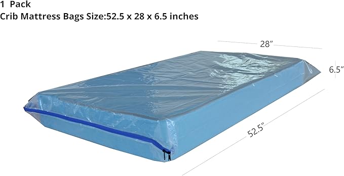 Crib Mattress Storage Bag with Zipper -5 Mil Plastic Waterproof Crib Mattress Bag for Moving and Storage-CubbioJoy