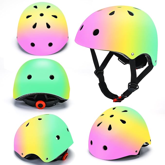 Color Gradient Adjustable Kids Bike Helmet Toddler Skateboard Helmets Boys Girls Child Ventilation Helmet for Multi-Sports Skating Cycling Scooter Balance-CubbioJoy