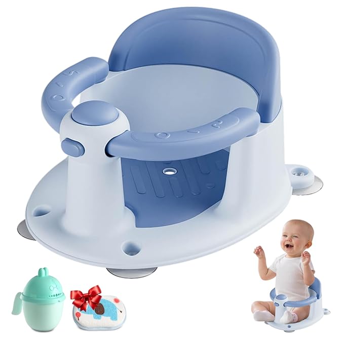 Baby Bath Seat, Baby Bath Seat for 6 Months & Up, Baby Bathtub Seat with Secure Suction Cups, Non-Slip Infant Bath Seat,Blue-CubbioJoy