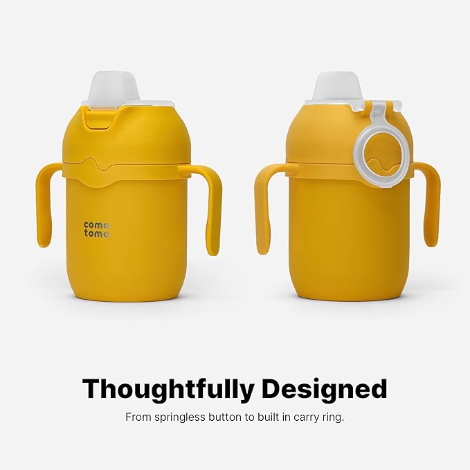Comotomo Toddler Tumbler 8oz Insulated Sippy Cup with Silicone Straw and Spout, Yellow (Yellow)-CubbioJoy