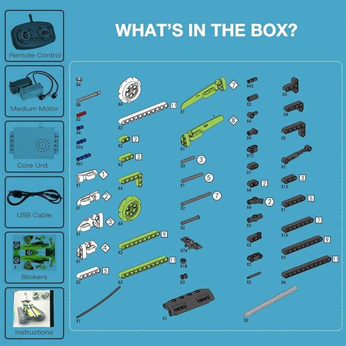 BIRANCO. Remote Control Tracked 3in1 Stunt Racer Building Kit - RC Car STEM Construction Toy, Gift Idea for Kids, Boys and Girls Ages 8-12 Year Old (353 Pcs)-CubbioJoy