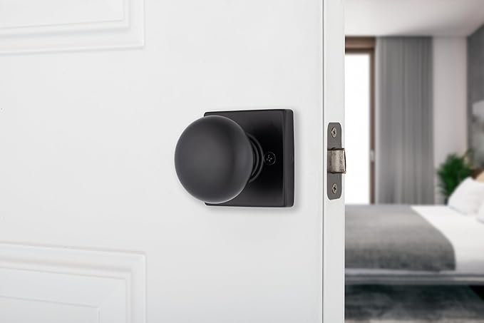 BRINKS – Contemporary Non-Locking Interior Ball Door Knob, Matte Black - Designed for Sleek and Modern Homes and Blends Seamlessly with Interior Décor (E2426-122) (10 Pack)-CubbioJoy