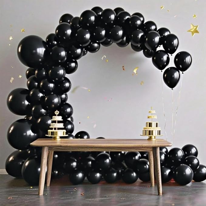 140pcs Black Round Balloons Different Sizes 18 12 10 5 Inch Latex Balloons for Arch Decoration Party Balloon Kit for Graduation Birthday Party Wedding Balloon Baby Shower Decoration-CubbioJoy