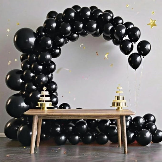 140pcs Black Round Balloons Different Sizes 18 12 10 5 Inch Latex Balloons for Arch Decoration Party Balloon Kit for Graduation Birthday Party Wedding Balloon Baby Shower Decoration-CubbioJoy