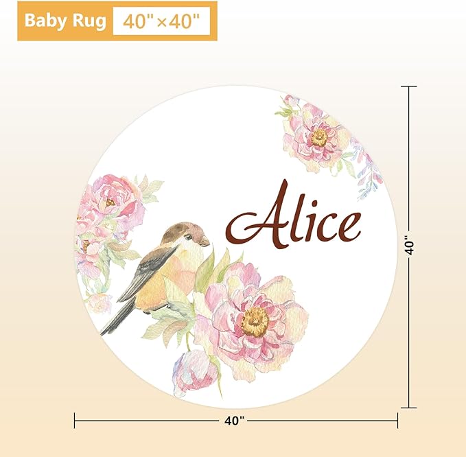 Custom Baby Bedding Set - 5 Pcs Customized Nursery Bedding Set with Name - Comfortable Double Layer Crib Sets for Girls Boys - Personalized Gifts for Infants Toddlers New Parents - Floral Bird-CubbioJoy