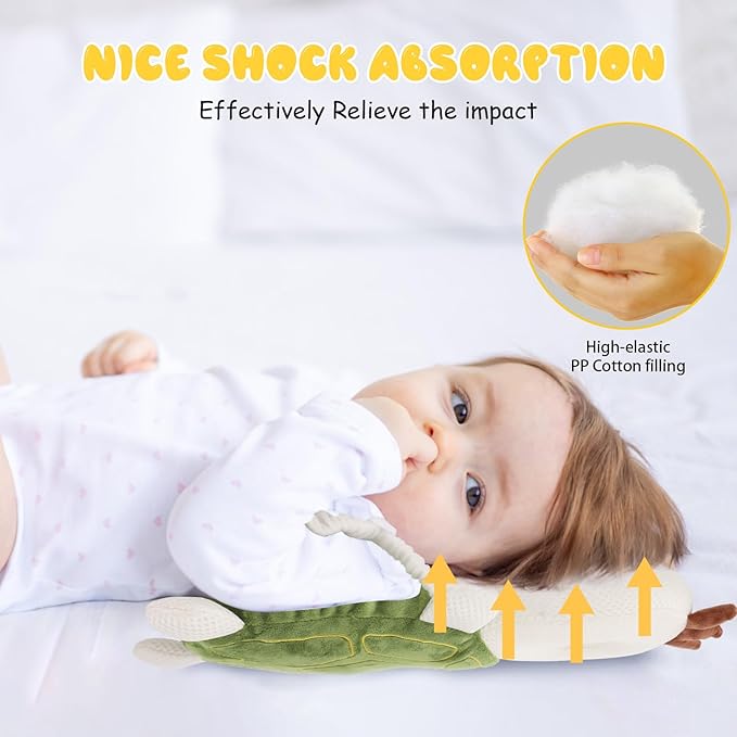 Baby Head Protection Backpack - Soft & Comfortable, Cute Cartoon Design, Turtle-CubbioJoy