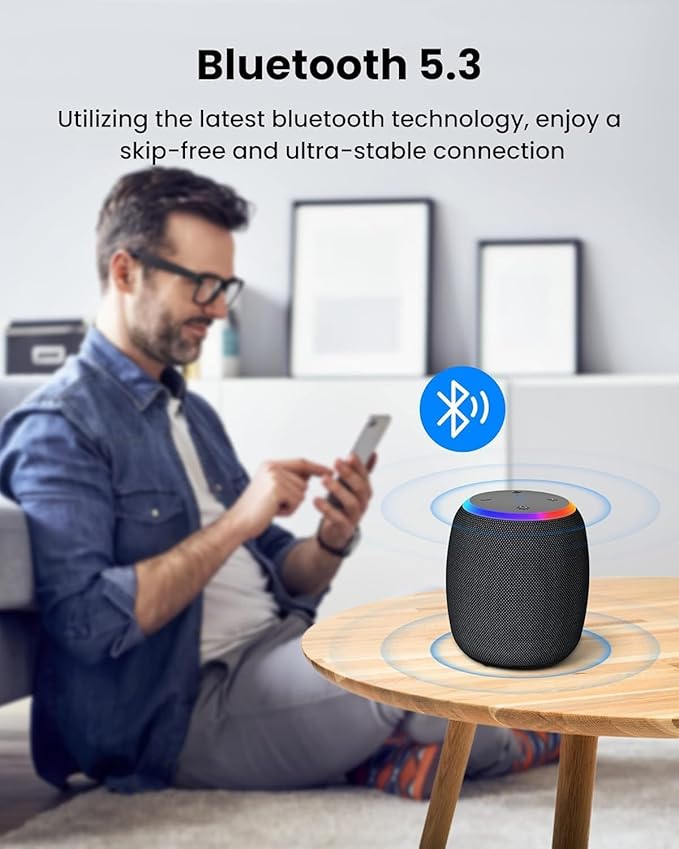 Bluetooth Speaker, Portable Wireless Bluetooth 5.3, 15W Clear Bass, IPX6 Waterproof, LED Lights, AUX/TF/USB, Dual TWS Pairing, 12H Playtime, Small Speakers for Home Outdoor Beach, Ideal Gift-CubbioJoy