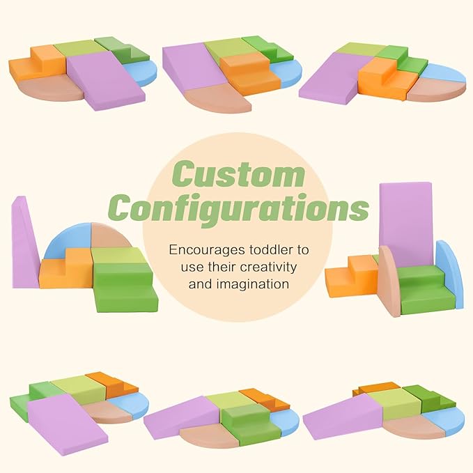 6-Piece Foam Climbing Blocks for Toddlers: Baby Foam Climbing Gym PU Leather Colorful Indoor Toy Building Blocks-CubbioJoy