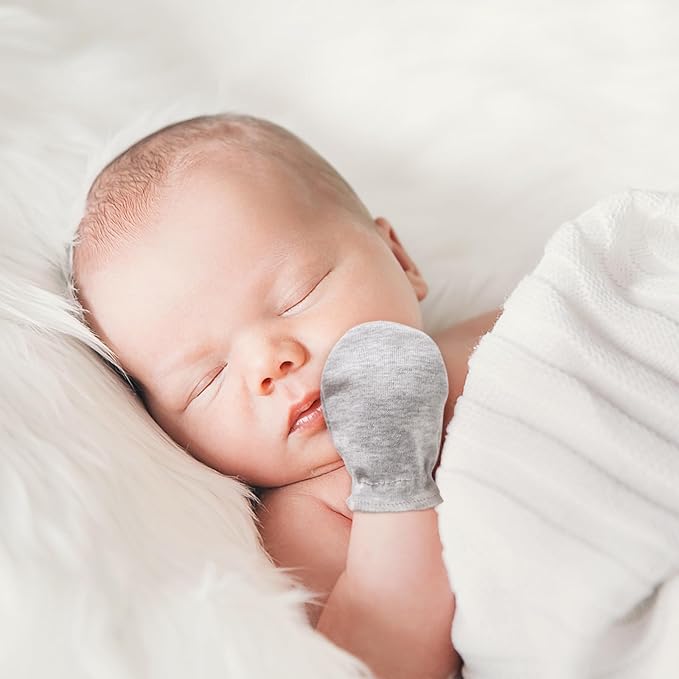 BQUBO Newborn Infant Toddler Mittens No Scratch Cotton Elastic Wrist Gloves Hypoallergenic for 0-6 Months Baby Boys Girls-CubbioJoy