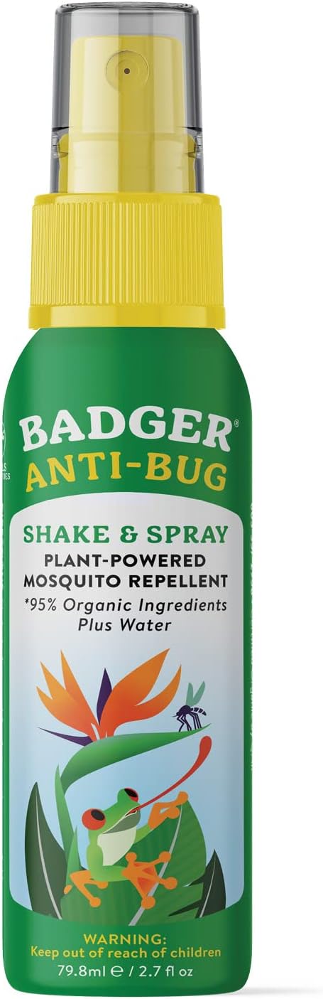 Badger Bug Spray Travel Size, Family Friendly All Natural Mosquito Repellent w/Organic Essential Oils, Smells Great, 3 Hours Effective, Deet-Free, Vegan, Travel Insect Repellent, 2.7 fl oz-CubbioJoy